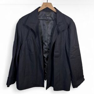 Talbots Open Front 100% Linen Blazer Size 20W Plus Black Office Academia Career
